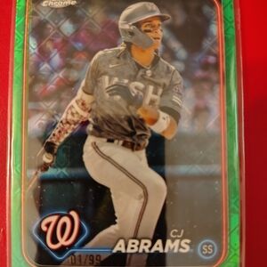 CJ Abrams 2024 Topps Chrome Logofractor Green Refractor SP 01/99 Baseball Card